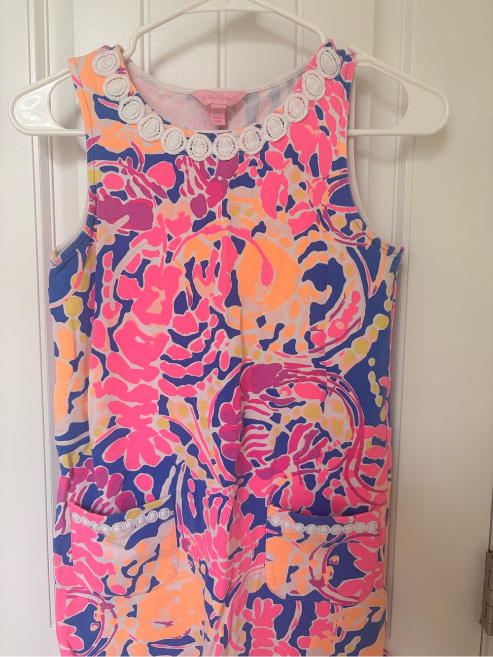 Lilly Pulitzer Pink Coral Navy Floral Shift Dress-Catch and Release Print